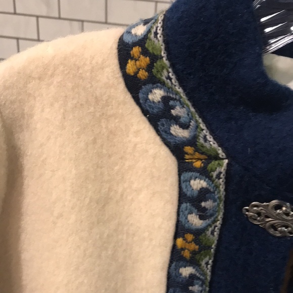Vintage Scandinavian Wool Jacket A.S. Evebofoss Womens Size M/L Ivory Blue - Picture 3 of 13
